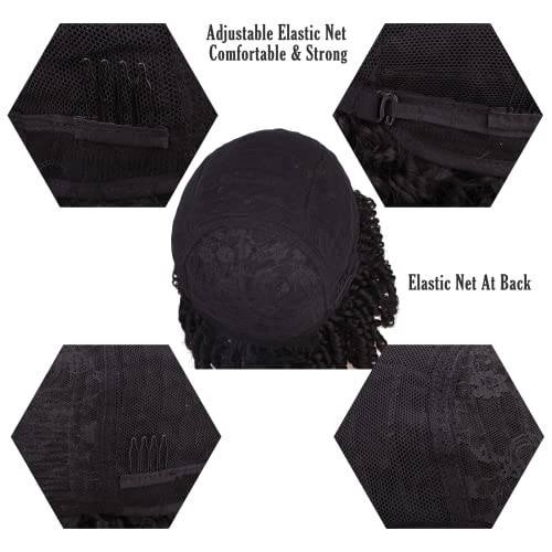 Hahoness Short Faux Locs Wigs With Small Culy Ends For Black Women And Men,7 Inches Natural Black Afro Synthetic Wig,Culy Dreadlock With Breathable Lace Inner Mesh(1B) #TOP5