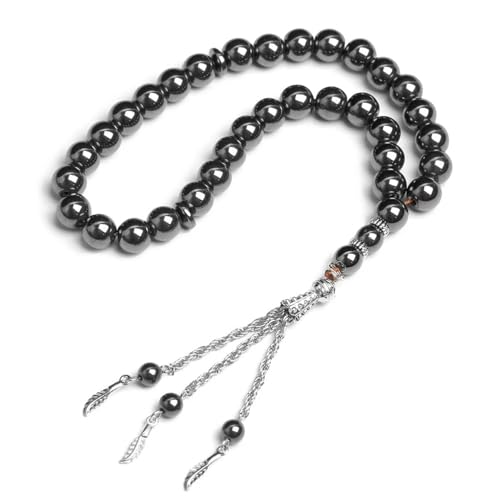 Perles de prière d'hématite cadeau spirituel avec plumes noires