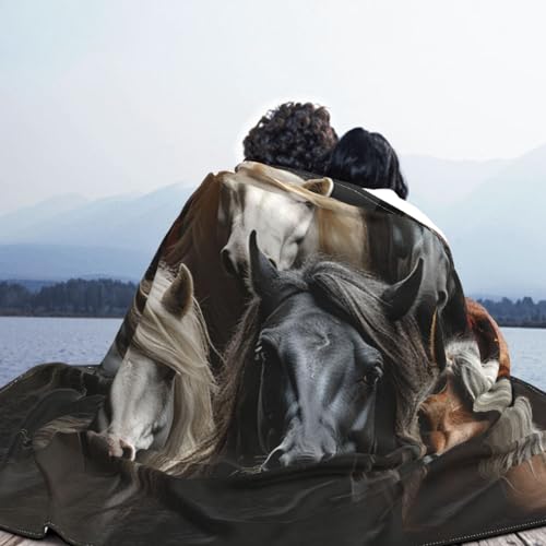 Couverture pour canapé chevaux cadeau idéal flanelle douce toutes saisons - 7