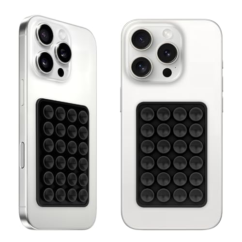 QxbBox 2Pack Silicone Suction Phone Case Mount, Suction Cup with Strong Suction Power, Hands-Free Phone Accessories Holder, Silicon Adhesive Phone Stand Sticky for Cell Phone Black