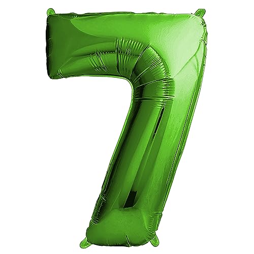 envami® Ballon décoratif du 7ème anniversaire garçon en forme de chiffre Vert 101 cm Ballon gonflable à l'hélium Décoration d'anniversaire 7 garçon