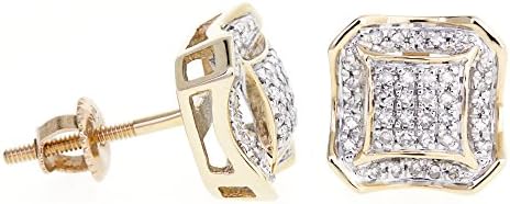 Diamond Octagon Shaped Stud Earrings in 10k Yellow Gold (0.25 ctw)