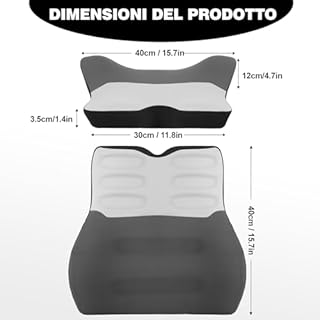 Quirlig Cuscino Lombare Auto, Cuscino Lombare Sedia Ufficio Ergonomico, Cuscino Schienale Auto, Supporto Lombare per Auto, Ufficio, Casa, Grigio