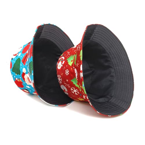 Image of Bucket Hat for Women Men,Travel Sun Beach Cap,Unisex Fishing Outdoor Boonie (Christmas red)