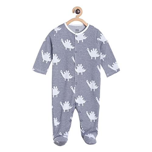 Image of miniklub Infant Boys Blue & White Striped Sleepsuit