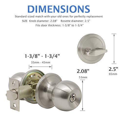 5 Pack Entry/Entrance Door Lock with Single Cylinder Combination, Keyed Alike, Combo Door Lock Sets for Interior Security/Exterior Use