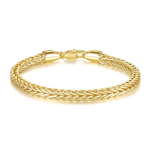 Pulsera de cadena foxtail bañada en oro 14k unisex miniatura 1