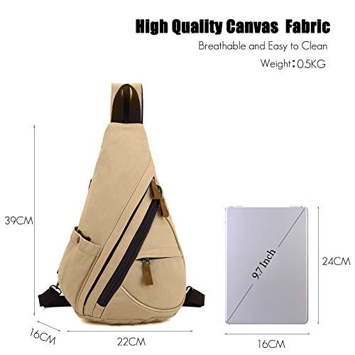 FANDARE Unisex Sling Bag Canvas Crossbody Schouder Rugzak 3 in 1 Mannen Borsttas Vrouwen Casual Daypacks fit 9.7 inch Tablet Rugzak voor Outdoor Fietsen Wandelen Reizen Indoor Activiteiten Retro Schooltas - Image 8
