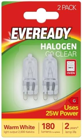 Mains Voltage G9 25W Halogen Capsule Bulb Lamp 2 Pack