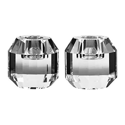 kitCom Crystal Candle Holders Set of 2, 2.36" Crystal Candlestick Holders, Crystal Tealight Candle Holders for Table Wedding Housewarming Gifts Deco Cover