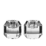 kitCom Crystal Candle Holders Set of 2, 2.36' Crystal Candlestick Holders, Crystal Taper Candle Holders for Table Wedding Housewarming Gifts Deco