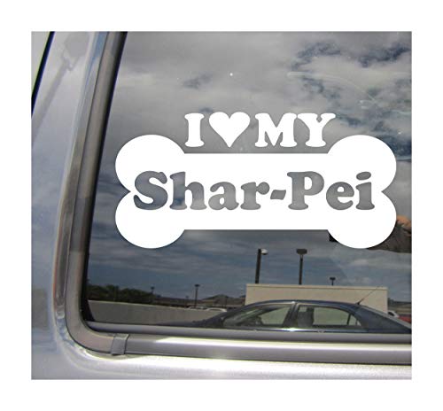 I Heart Love My Shar-Pei Dog Bone Decal