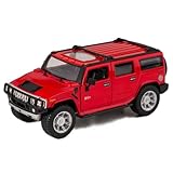 Red 2008 Hummer H2 SUV Die Cast Toy with Pull Back Action