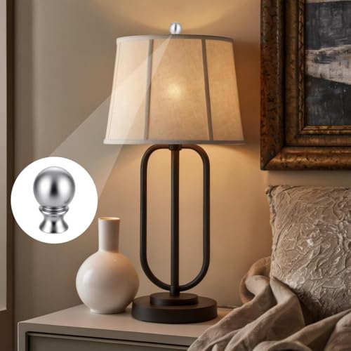 Image of Lighting Lamp Finials 1-1 /2 in High, 1 /4-28 in Base Ball Finials for Lamp Shade, Finial Lamp Shade Top Screw, Lamp Shade Finials for Table Lamps, Floor Lamps, Lamp Topper Knob, Nickel 2PCS