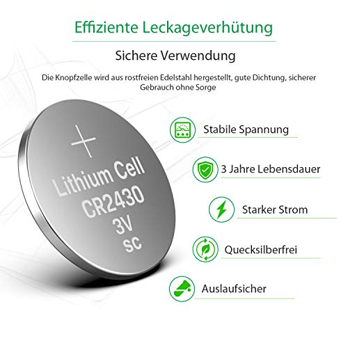 CR2430 Lithium Knopfzellen 10 Stück 3V Batterien von Licb