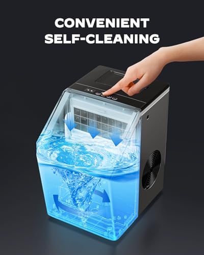 Silonn Ice Makers Countertop, 44lbs Per Day, 2 Ways to Add Water, Auto Self-Cleaning, Stainless Steel Ice Machine for Home Office Bar Party - 5