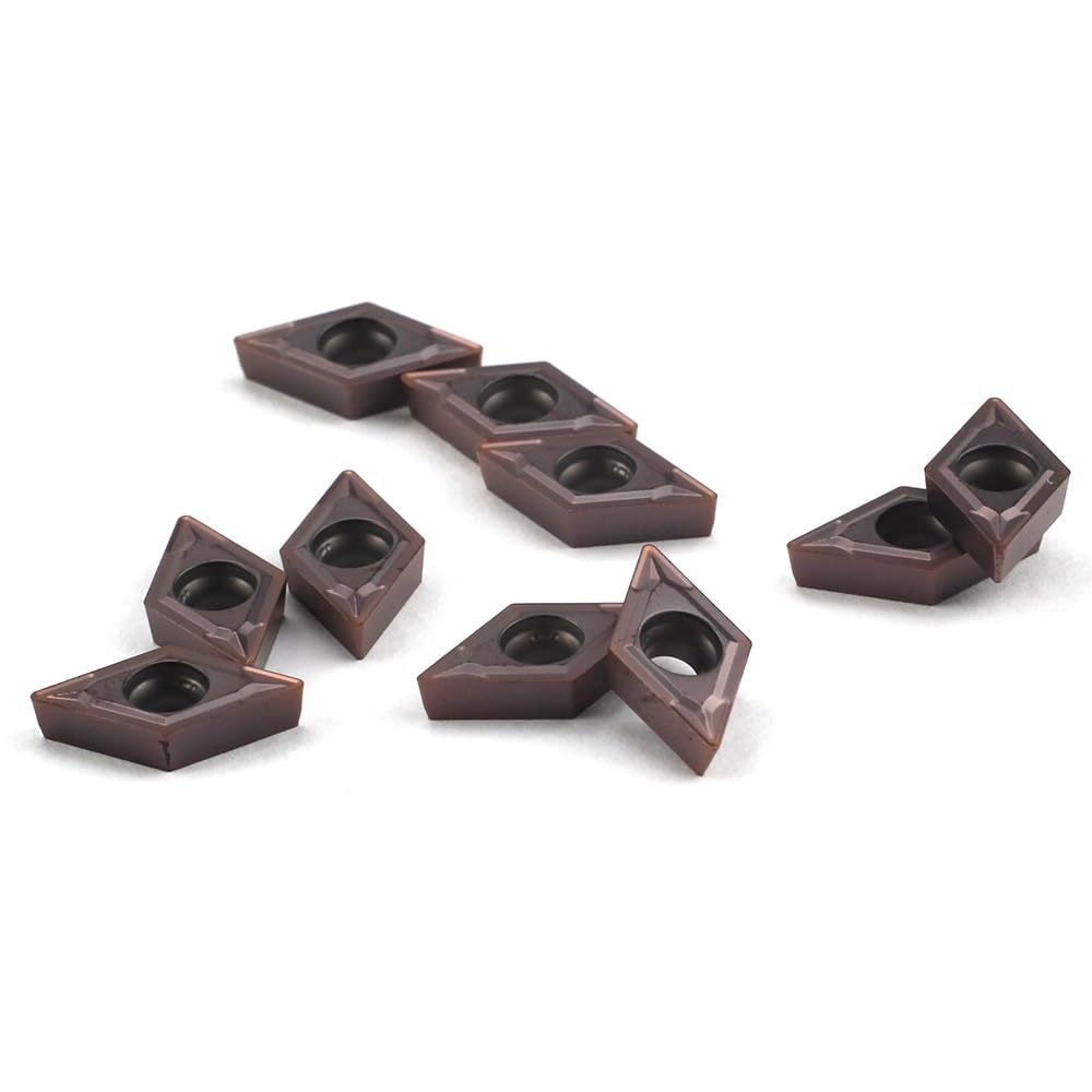 Carbide Turning Inserts DCMT070204 DCMT21.51 CNC Lathe Turning Tool Holder Indexable Inserts for Steel Metal Machining, 10 Pieces