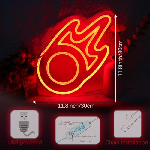 Image of Gaming Black Mage Neon Sign for Wall Decor, LED Light for Bedroom, Game Room Decorations, Dimmable, 5V USB Powered, Red, 11.8 inch x 11.8 inch