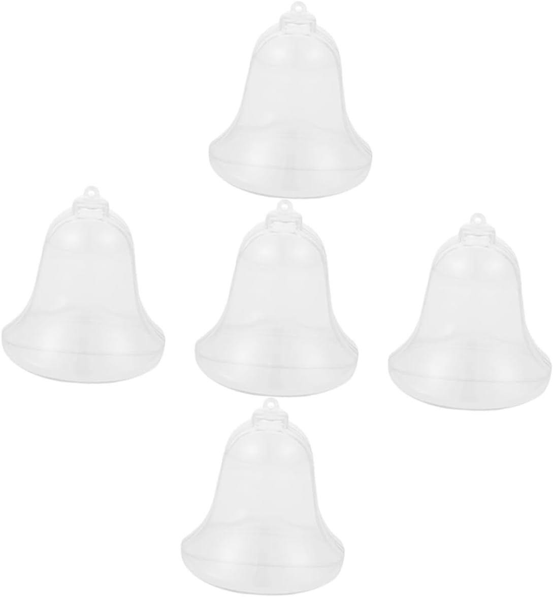 SEWACC 15pcs Clear Fillable Bell Ornaments Transparent Xmas Candy Boxes for Christmas Tree Hanging Decorations for Holiday Decor and Party Favors
