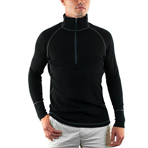 Woolx Avalanche - Men's Merino Wool Zip Top - Moisture Wicking Heavyweight Base Layer Shirt