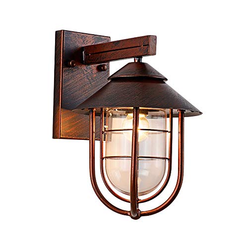 Lampe murale extérieure E27 rétro en fer et verre étanche pour éclairage de jardin