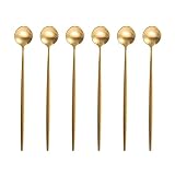 BRIIEC Gold 18/10 Stainles Steel Long Handle Ice Cream Spoon, Latte Spoon, Cocktail Stirring Spoons,