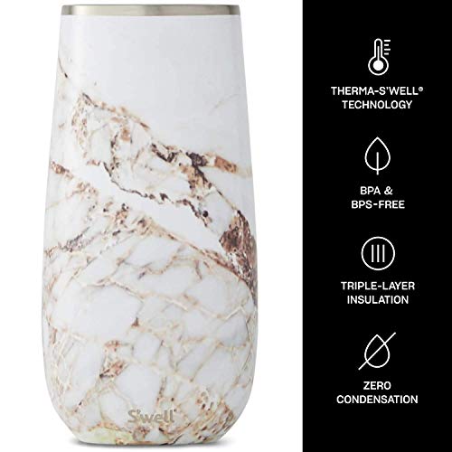S'well Stainless Steel Champagne Flute - 6 Fl Oz - Calcatta Gold - Triple-Layered Vacuum-Insulated Container Designed To Keep Drinks Colder, Longer - Bpa-Free Designer Barware Accessories #TOP2