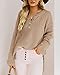 Saodimallsu Womens V Neck Oversized Sweaters Batwing Long Sleeve Button Up Henley Tops Pullover Loose Chunky Knit Jumper Khaki