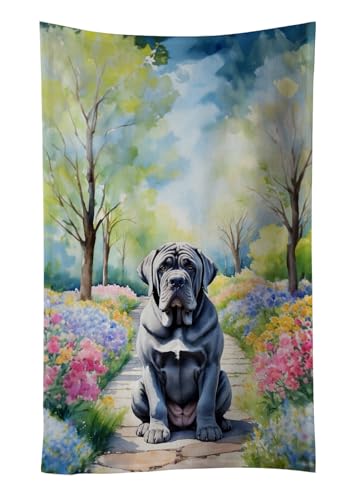 Caroline's Treasures Neapolitan Mastiff Spring Path Kitchen Towel Dish Cloths Guest Hand Towel Decorative Bathroom Towel for Face,Tea, Dishcloth, Kitchen and Bath