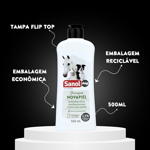 Shampoo Novapiel Sanol Dog , 500 ml, Branco