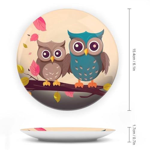 Plato decorativo Cute Owls de porcelana fina 6 pulgadas miniatura 2