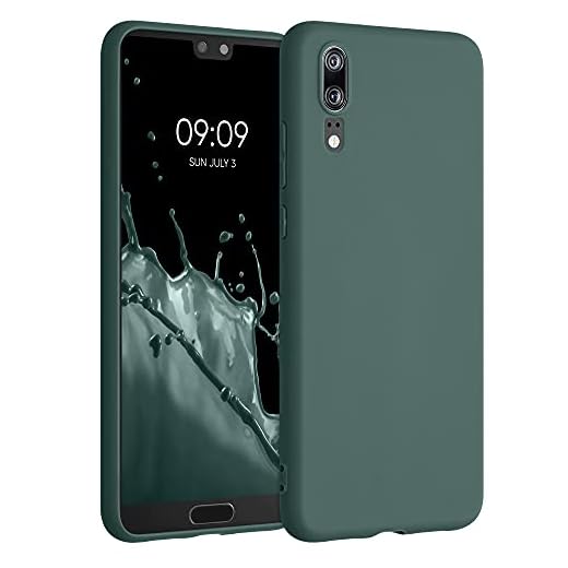 kwmobile Hülle kompatibel mit Huawei P20 Hülle - weiches TPU Silikon Case - Cover geeignet für kabelloses Laden - Blaugrün