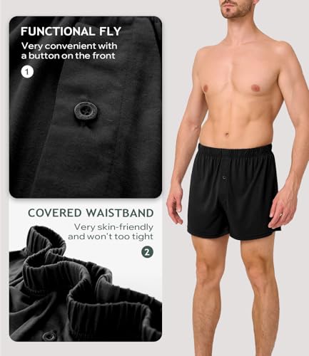 Image of BAMBOO COOL Mens Boxers Durable Comfortable Boxer Shorts for Men Loose Ultra-Soft Men's Underwear (3 or 5 Pack)