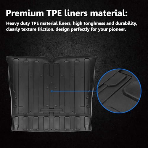 KEMIMOTO Rear Bed Mat Liner Compatible with Pioneer 1000-5 2016-2025, Innovative Extra Edge Lip, All-Weather Protection, Precision Fit, TPE Rubber Cargo Bed Liner Mat 5 Seater, Accessories
