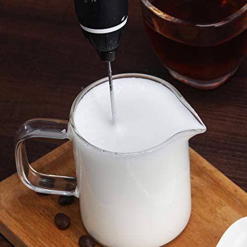 Rechargeable Milk Frother Handheld Electric Foam Maker For Coffee, Latte, Cappuccino, Hot Chocolate, Durable Whisk Drink Mixer With Stainless Steel Eggbeater, Black
