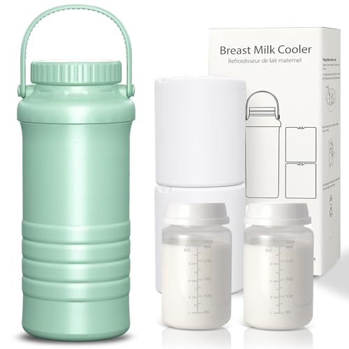 Image of Portable Breast Milk Cooler, 22oz Larger Capacity Breastmilk Chiller for Travel & Outdoor, 360° Cooling Keeps Milk Fresh for 24 Hours with 2pcs Breastmilk Storage Bottle, Breastfeeding Essentials