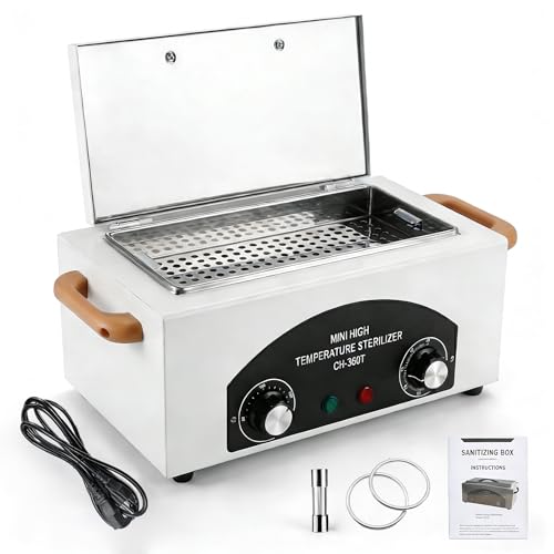 2.0L 220Â°C 428â„‰ High Temperature Autoclave Sterilizer, Dry Heat Nail Sterilizer Machine with Timer for Nail Tools Esthetician Barber\'s Tools, 110V, CH-360T