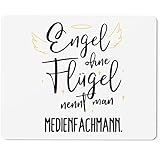 JUNIWORDS Mauspad Mousepad, Engel ohne Flügel nennt Man Medienfachmann (5174113)