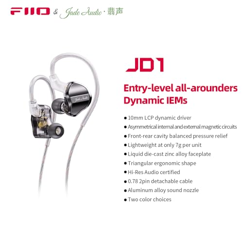 Image of FiiO /JadeAudio JD1 High Performance Dynamic Driver HiFi Bass Stereo in Ear Monitor Headphones Sport Gaming Earbuds with Mic (Silver)