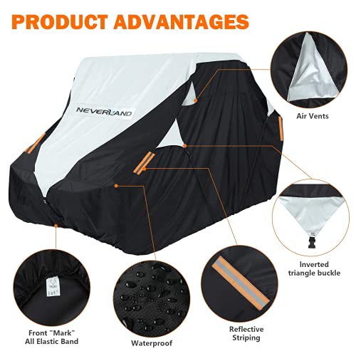Neverland Utv Cover,300D Heavy Duty Oxford Material Side By Side Covers For Polaris Rzr Yamaha Rhino Can-Am Defender Honda Pioneer Kawasaki Mule Teryx 2-3 Passenger（Up To 125" L #TOP3