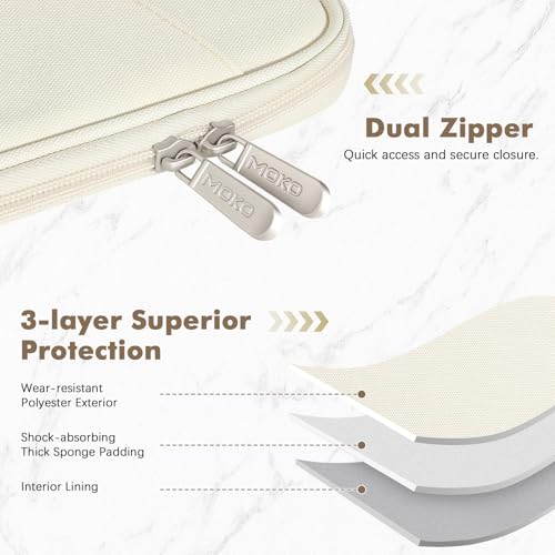 MoKo 7-8 Inch Padded Tablet Sleeve Protective Carrying Case for iPad mini (A17 Pro) 8.3" 2024, iPad mini 6/5/4/3/2th, 7" eReader, Tablet Bag with Handle, Beige by MoKo - Image 4