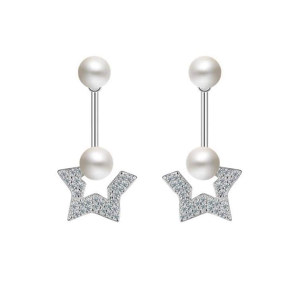 Pendientes de tuerca para mujer joyería de plata 925 con perlas de imitación 2