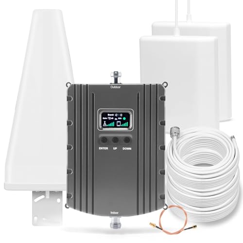 Cell Phone Booster for Home & Multi-Room (2 Indoor Antennas), Band 66/2/4/5/12/17/13/25, 8000 sq ft, FCC Approved