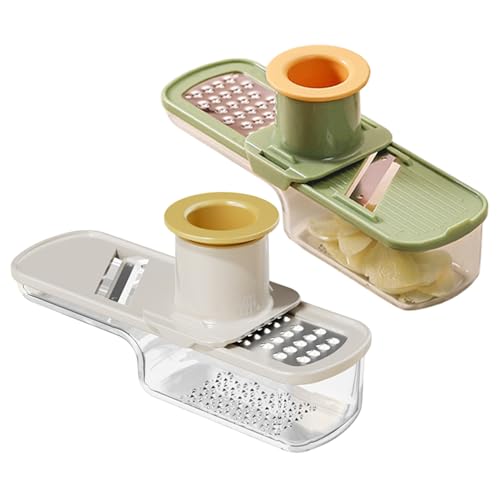 Molinillo de ajo multifuncional Rallador de ajo 3 en 1 con recipiente transparente y protector de mano para rebanadora de cocina Molinillo multifuncional rallador de 2 piezas con recipiente.