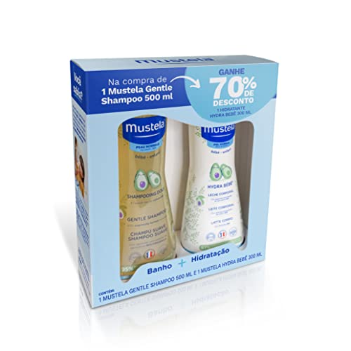 Kit Shampoo Suave Mustela 500ml e Hidratante Hydra Bebê 300ml com 70% off - Banho e Hidratação Infan