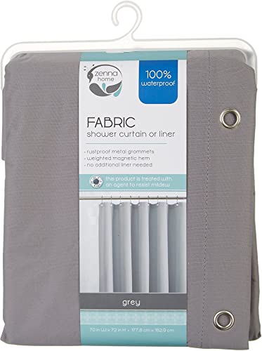 Zenna Home 72 in. H X 70 in. W Gray Solid Shower Curtain Liner Fabric