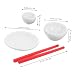 Imagen de Beaupretty Miniaturas para Casa de Muñecas Kit de Vajilla con Taza Plato Cuenco y Palillos Rojos Accesorios Decorativos para Muebles y Cocina de Muñecas