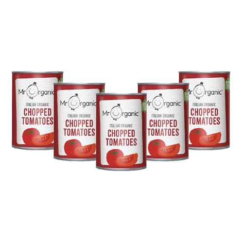 Mr Organic - Italian Chopped Tomatoes - 12 x 400g Tins - Organic Vegan & Gluten Free - Sun-Ripened from Our Farm in Italy - No Added Salt Sugar or Citric Acid - BPA-Free Tin