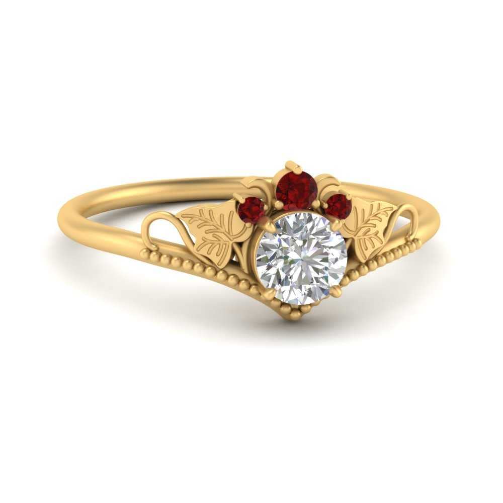 Bague de fiançailles plaqué or jaune bague vintage ronde avec pierre précieuse