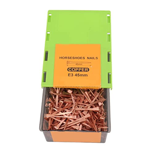 Jeanoko Copper Plated Horseshoe Nails, 250Pcs High Tensile Strength Horse Hoof Nails with Storage Box for Farrier, Horse Hoof Repair (E3)